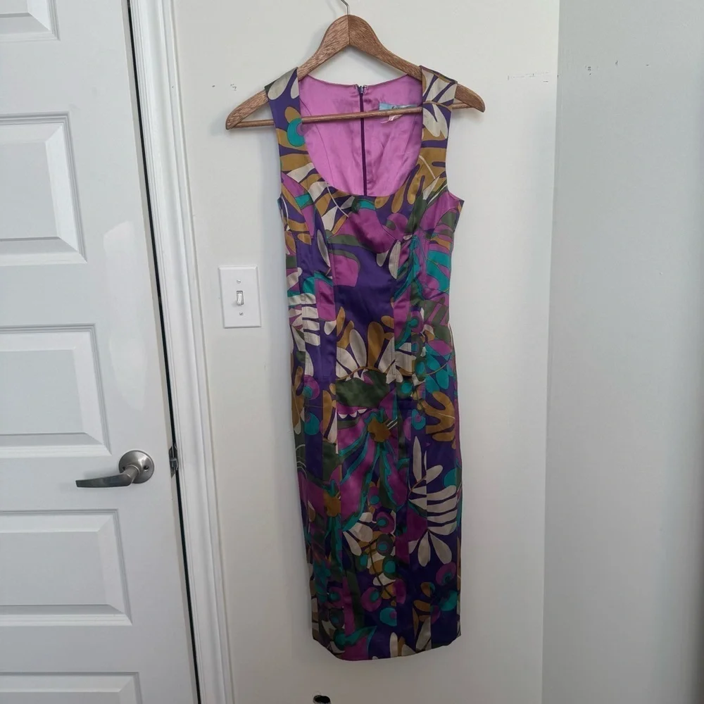 Vintage Mariano floral y2k silk Dress in Purple and Green Y2K beach tropical XS - Picture 3 of 7